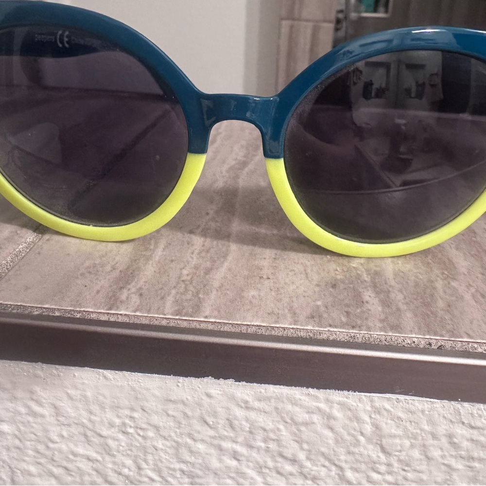 Stylish Teal and Neon Yellow Women's Sunglasses